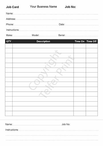 Service Job Card Template