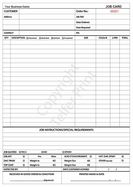 Job Card Template Mechanic