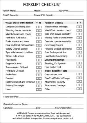 Truck Prestart Checklist Book A4 Pre Printed