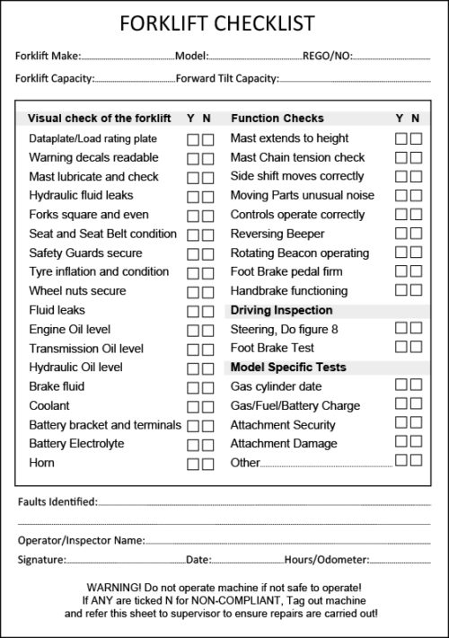 Skid-Steer Pre-Start Checklist Book A5 (Pre-printed)