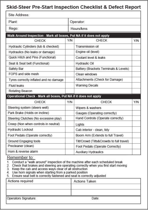 Light Vehicle Pre-Start Checklist Book A5 (A week to a page Pre-printed)