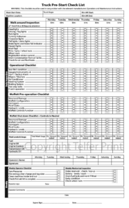 Tipper Prestart Safety Check A4 (Pre-printed)