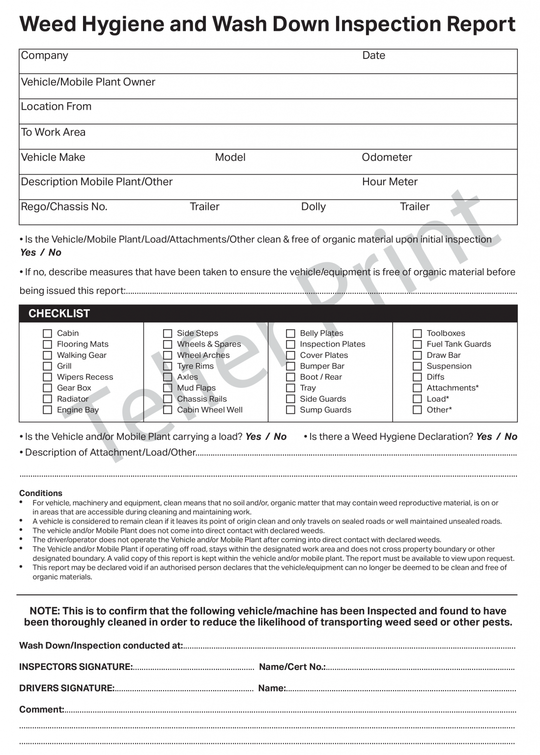 SkidSteer PreStart Checklist Book A5 (Preprinted)